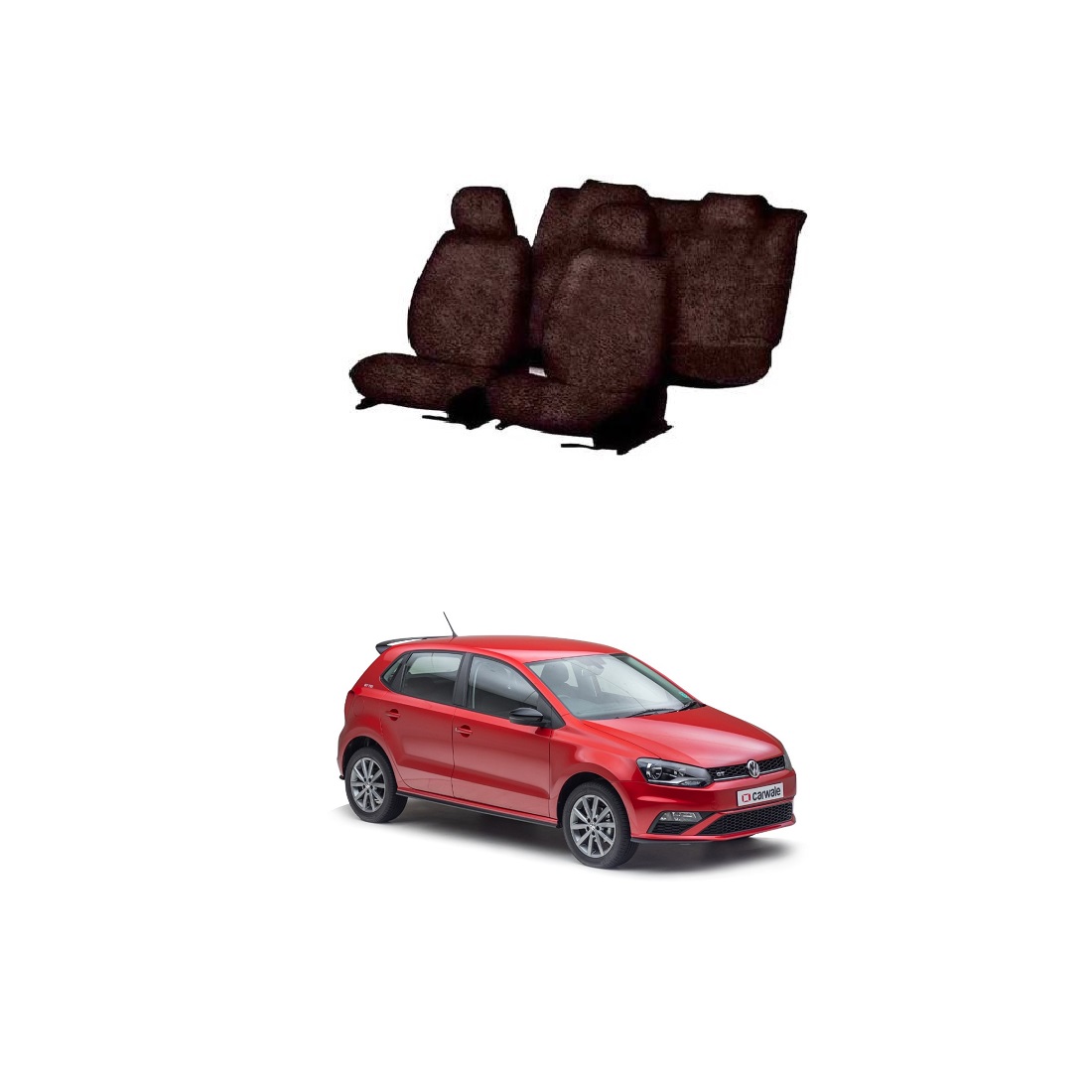 Cotton Towel Car Seat Cover for Volkswagen Polo (Coffee)